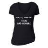 XtraFly Apparel Women's Nasty Woman Bad Hombre Novelty Gag V-neck Short Sleeve T-shirt