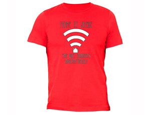 XtraFly Apparel Men's Home is Where the WIFI Novelty Gag Crewneck Short Sleeve T-shirt