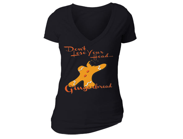 XtraFly Apparel Women's Gingerbread Don't Lose Ugly Christmas V-neck Short Sleeve T-shirt