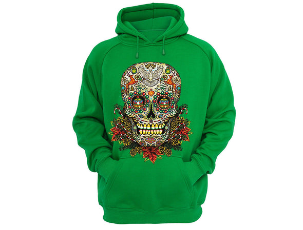 XtraFly Apparel Sugar Skull Tree Ugly Christmas Hooded-Sweatshirt Pullover Hoodie