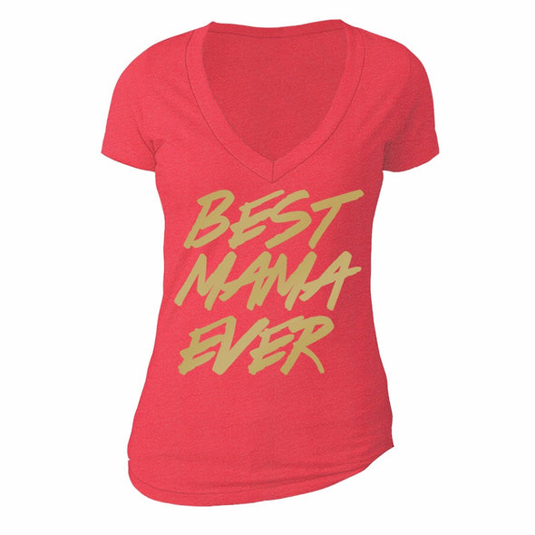 XtraFly Apparel Women's Best Mama Ever Mother's Day V-neck Short Sleeve T-shirt