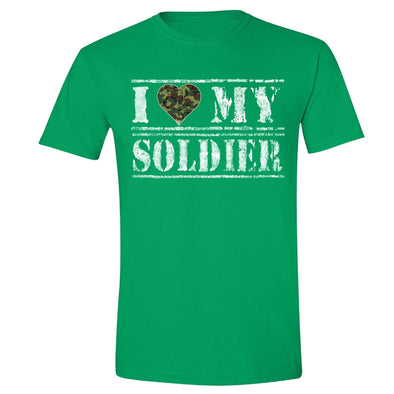 XtraFly Apparel Men's I Love Soldier Camo Military Pow Mia Crewneck Short Sleeve T-shirt