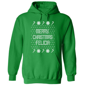 XtraFly Apparel Merry Xmas Felicia Ugly Christmas Hooded-Sweatshirt Pullover Hoodie