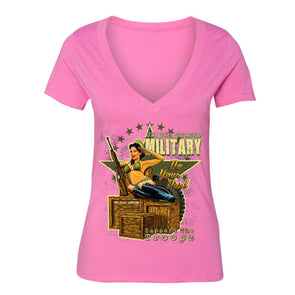 XtraFly Apparel Women's Military Support the Troops 2nd Amendment V-neck Short Sleeve T-shirt