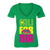 XtraFly Apparel Women's Stacked Cali Neon Bear California Pride V-neck Short Sleeve T-shirt