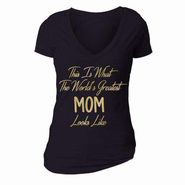 XtraFly Apparel Women's Best Mom Mother's Day V-neck Short Sleeve T-shirt