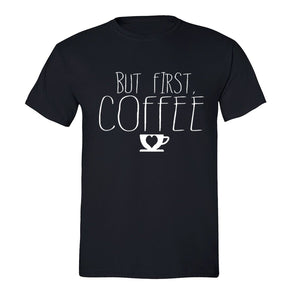 XtraFly Apparel Men's But First Coffee Novelty Gag Crewneck Short Sleeve T-shirt