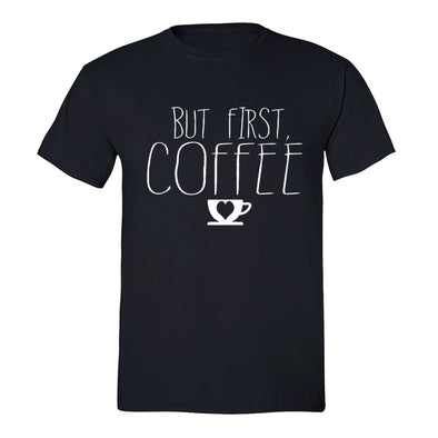 XtraFly Apparel Men's But First Coffee Novelty Gag Crewneck Short Sleeve T-shirt