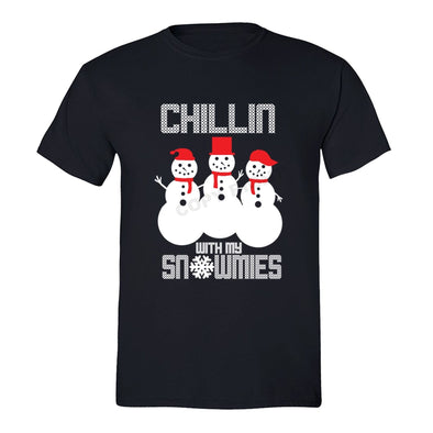 XtraFly Apparel Men's Chillin with My Snowmies Ugly Christmas Crewneck Short Sleeve T-shirt