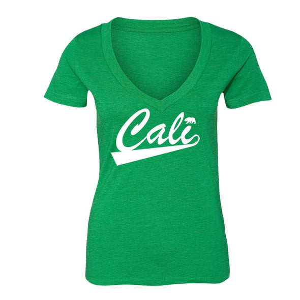 XtraFly Apparel Women's Cali Bear CA California Pride V-neck Short Sleeve T-shirt