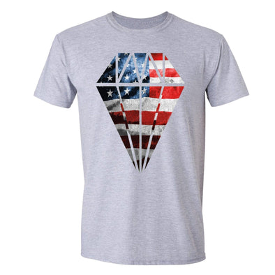 XtraFly Apparel Men's Flag Diamond Crystal American Pride Crewneck Short Sleeve T-shirt