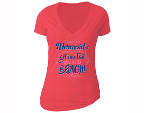 XtraFly Apparel Women's I Must be a Mermaid Beach Novelty Gag V-neck Short Sleeve T-shirt