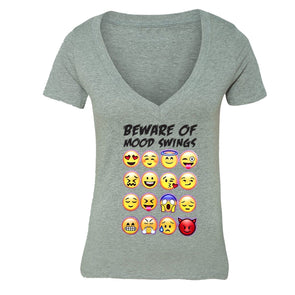 XtraFly Apparel Women's Mood Swings Emoji Novelty Gag V-neck Short Sleeve T-shirt