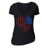 XtraFly Apparel Women's Flag Distressed Heart American Pride V-neck Short Sleeve T-shirt