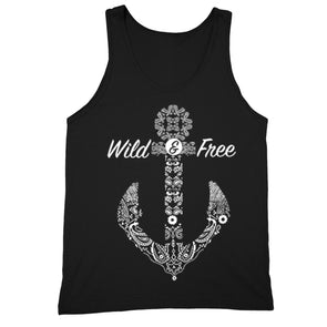 XtraFly Apparel Men's Wild Free Vacation Anchor Novelty Gag Tank-Top