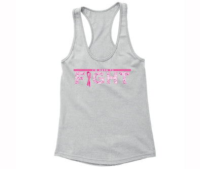 XtraFly Apparel Women's I'm Here to Fight Pink Breast Cancer Ribbon Racer-back Tank-Top