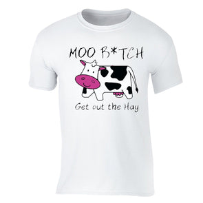 XtraFly Apparel Men's Moo B*tch Get Out Cow Novelty Gag Crewneck Short Sleeve T-shirt