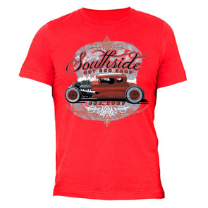 XtraFly Apparel Men's South Side Hot Rod Car Truck Garage Crewneck Short Sleeve T-shirt