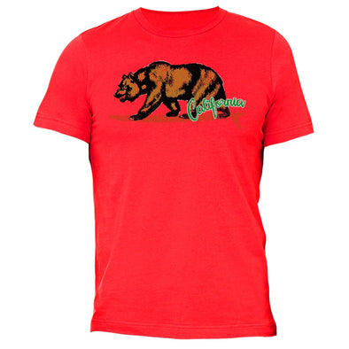 XtraFly Apparel Men's Surfing Bear California Pride Crewneck Short Sleeve T-shirt