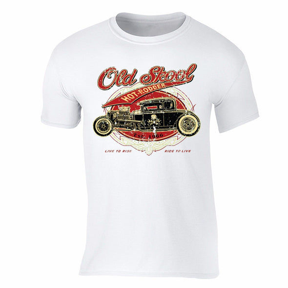 XtraFly Apparel Men's Old Skool Hot Rodder Car Truck Garage Crewneck Short Sleeve T-shirt