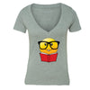 XtraFly Apparel Women's Emoji Nerd Bookworm Novelty Gag V-neck Short Sleeve T-shirt