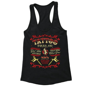 XtraFly Apparel Women's Tattoo Parlor Ink Inked Novelty Gag Racer-back Tank-Top