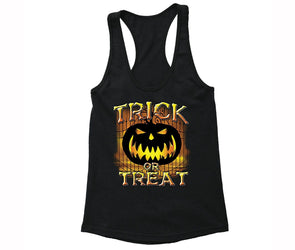 XtraFly Apparel Women's Trick or Treat Bones Halloween Pumpkin Racer-back Tank-Top