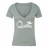 XtraFly Apparel Women's Queen White Crown Matching Couples V-neck Short Sleeve T-shirt