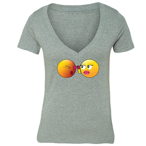 XtraFly Apparel Women's Emoji Pepper Spray Novelty Gag V-neck Short Sleeve T-shirt