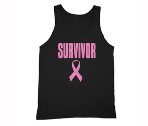 XtraFly Apparel Men's Survivor Pink Breast Cancer Ribbon Tank-Top