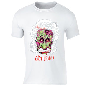 XtraFly Apparel Men's Got Brains Zombie Einstein Novelty Gag Crewneck Short Sleeve T-shirt