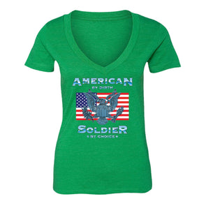 XtraFly Apparel Women's Soldier by Choice Military Pow Mia V-neck Short Sleeve T-shirt