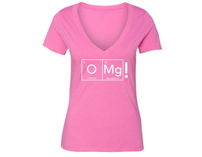 XtraFly Apparel Women's OMG Periodic Table Oxygen Novelty Gag V-neck Short Sleeve T-shirt