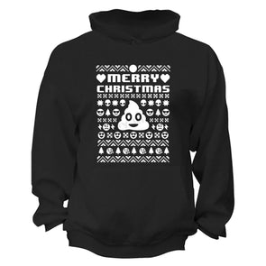 XtraFly Apparel Merry Xmas Emoji Poop Ugly Christmas Hooded-Sweatshirt Pullover Hoodie