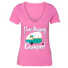 XtraFly Apparel Women's Happy Camper RV Camping Novelty Gag V-neck Short Sleeve T-shirt