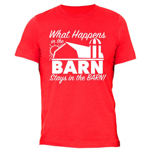 XtraFly Apparel Men's What Happens Barn Novelty Gag Crewneck Short Sleeve T-shirt