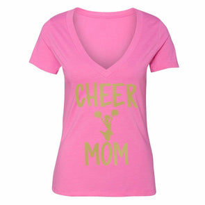 XtraFly Apparel Women's Cheer Mom Mother's Day V-neck Short Sleeve T-shirt