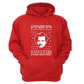 XtraFly Apparel Plata O Plomo Pablo Escobar Ugly Christmas Hooded-Sweatshirt Pullover Hoodie