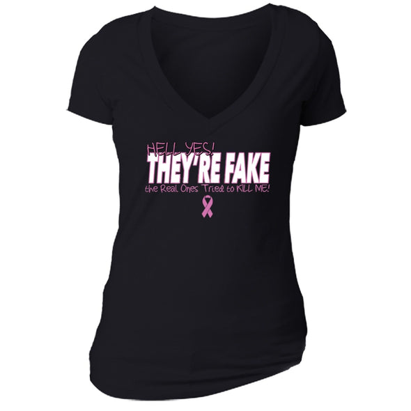 XtraFly Apparel Women's Breast Cancer Awareness V-neck Short Sleeve T-shirt