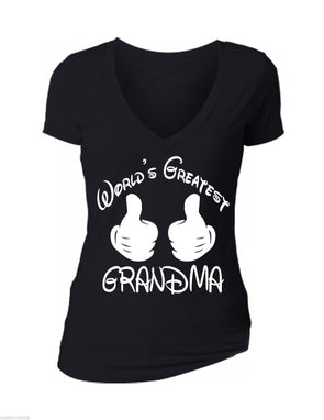 XtraFly Apparel Women's Greatest Grandma Mother's Day V-neck Short Sleeve T-shirt