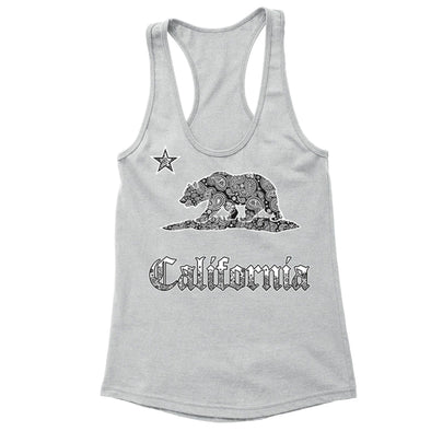 XtraFly Apparel Women's Paisley Bear CA California Pride Racer-back Tank-Top