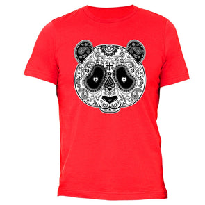 XtraFly Apparel Men's Panda Sugarskull Skulls Day Of Dead Crewneck Short Sleeve T-shirt