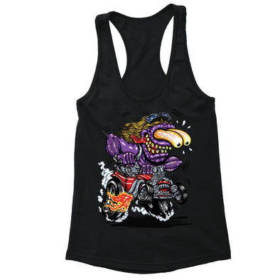 XtraFly Apparel Women's Purple Monster Hot Rod Car Truck Garage Racer-back Tank-Top