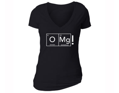 XtraFly Apparel Women's OMG Periodic Table Oxygen Novelty Gag V-neck Short Sleeve T-shirt