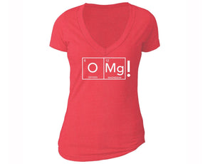 XtraFly Apparel Women's OMG Periodic Table Oxygen Novelty Gag V-neck Short Sleeve T-shirt