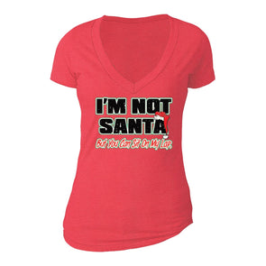 XtraFly Apparel Women's I'm Not Santa Ugly Christmas V-neck Short Sleeve T-shirt