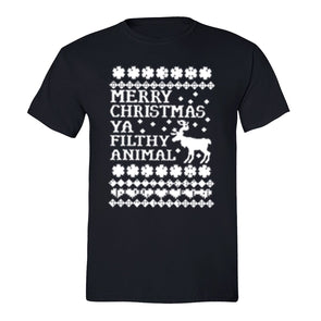 XtraFly Apparel Men's Ya Filthy Animal Ugly Christmas Crewneck Short Sleeve T-shirt