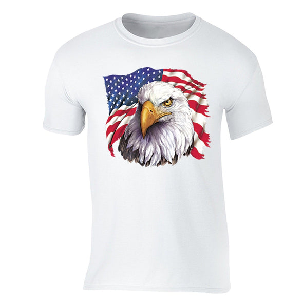 XtraFly Apparel Men's American Flag Distressed 4th of July Crewneck Short Sleeve T-shirt