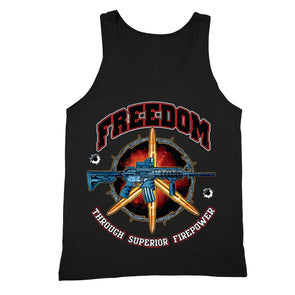 XtraFly Apparel Men's Freedom Firepower Rifle 2nd Amendment Tank-Top