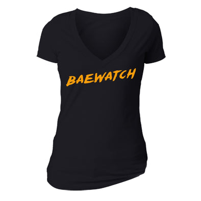 XtraFly Apparel Women's Baewatch Novelty Gag V-neck Short Sleeve T-shirt